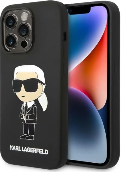 Mbështjellës Karl Lagerfeld Silicone Ikonik për iPhone 14 Pro Max, i zi