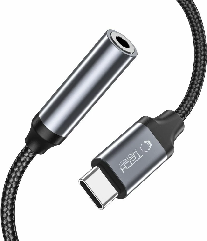 Adapter audio Tech-Protect UltraBoost USB-C në 3.5mm mini jack, i zi