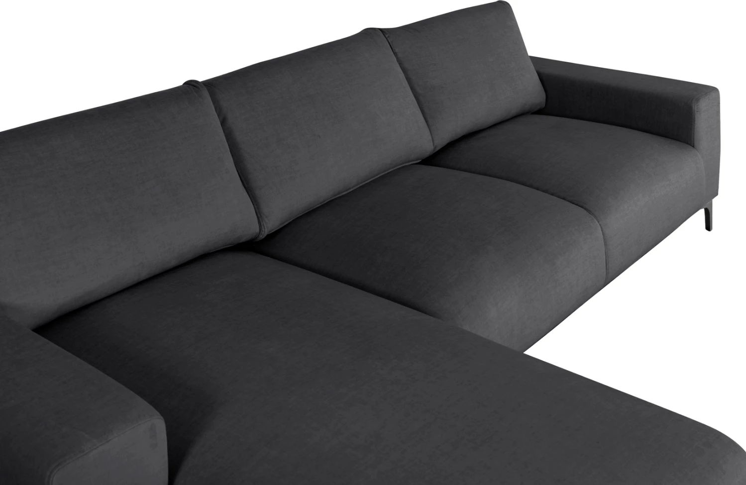 Divan qoshe (majtas) NOA FH3278.02L, pëlhurë antracit, 288x90-157x67-80H cm