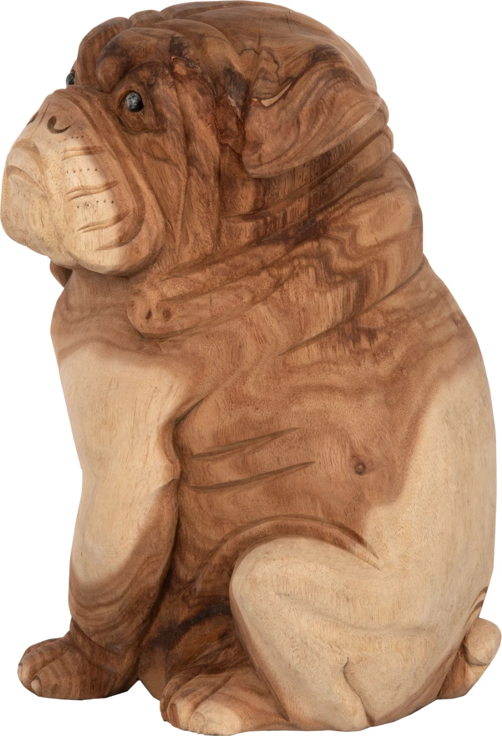 Dekor për dysheme, bulldog, dru suar, ngjyrë natyrale, 26x27x40H cm