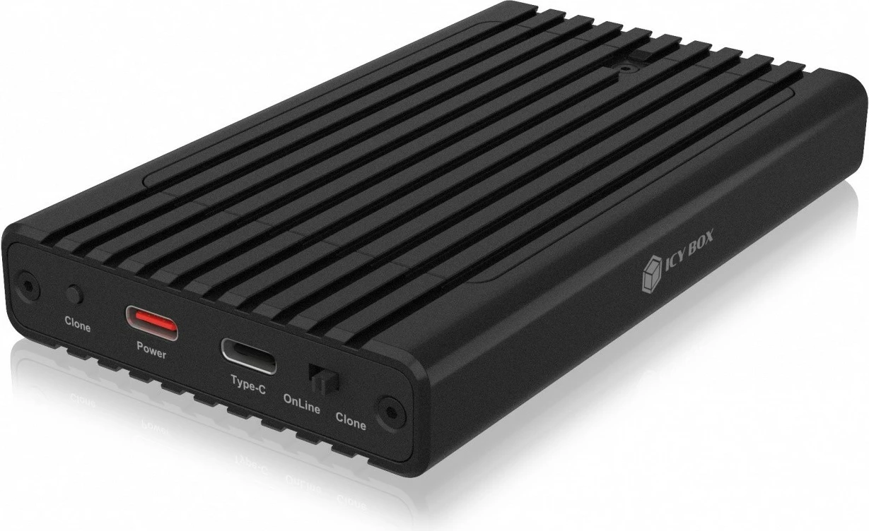 Kasë IcyBox IB-2817MCL-C31 për 2x NVMe SSD, funksion klonimi, e zezë