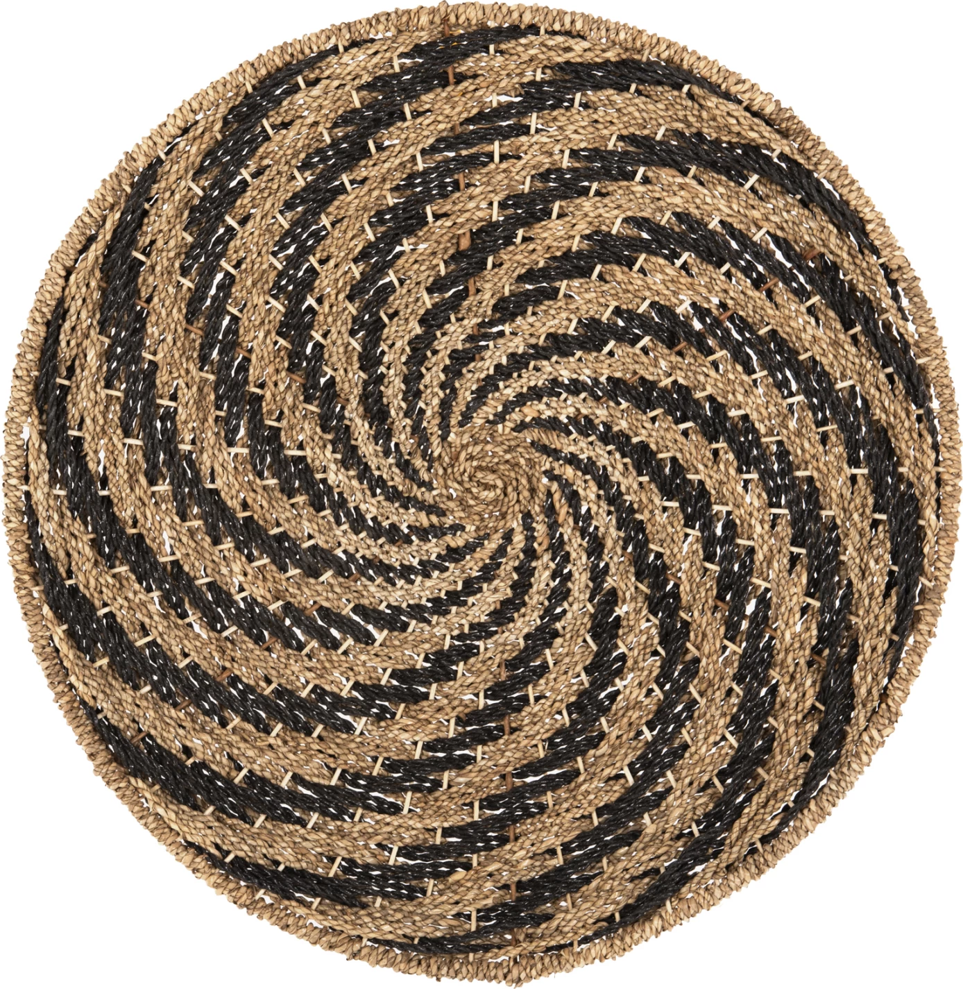 Dekor muri i rrumbullakët, pamje spirale, ngjyrë natyrale dhe e zezë, FH7830.02, Φ61x3cm