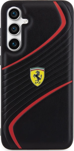 Mbështjellës Ferrari Twist Metal Logo për Samsung Galaxy S23 FE, i zi