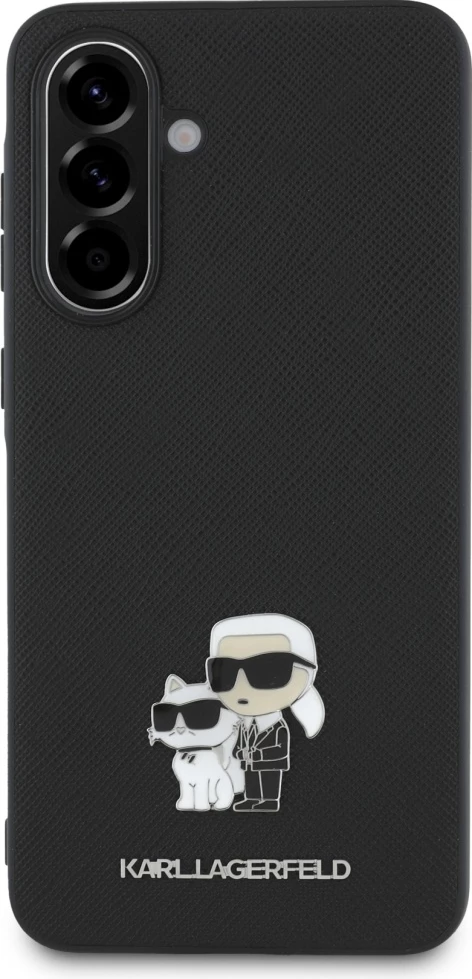 Mbështjellës Karl Lagerfeld Saffiano me emblemë metalike K&C për Samsung Galaxy A36, Zi