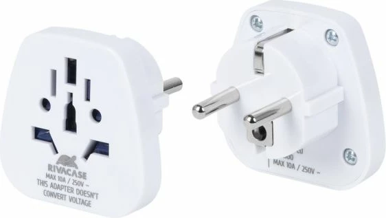 Adapter udhëtimi RIVACASE PS4100, World to EU, 2500 W, i bardhë