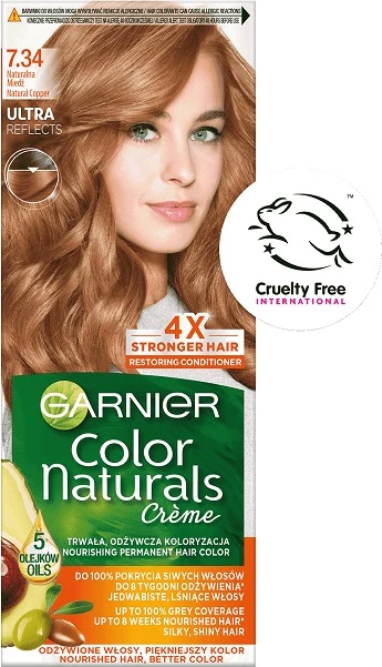 Ngjyrë për flokë për femra Garnier Color Naturals Creme 7.34 Bakër Natyral, 1 copë