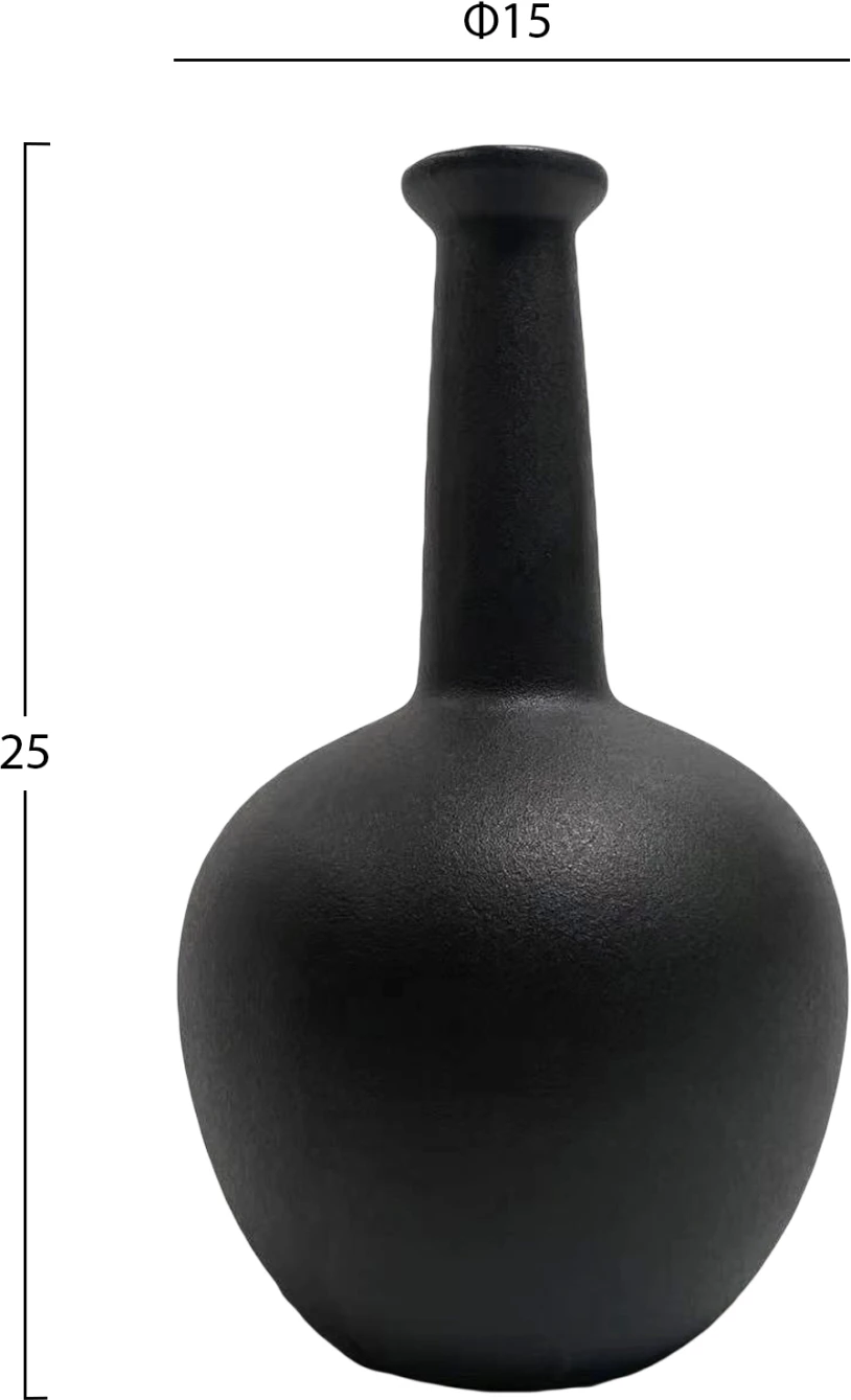 Dekor tavoline prej qeramike, ELENDIL, FH4593.02, ngjyrë e zezë matte, Φ15x25H cm