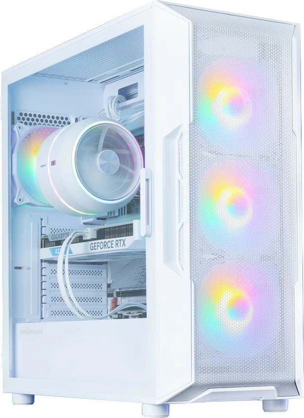 Kasë, Zalman, i3 NEO V2, Mid Tower, 4x 120mm RGB fans, ATX/mATX/Mini ITX, USB-C, e bardhë
