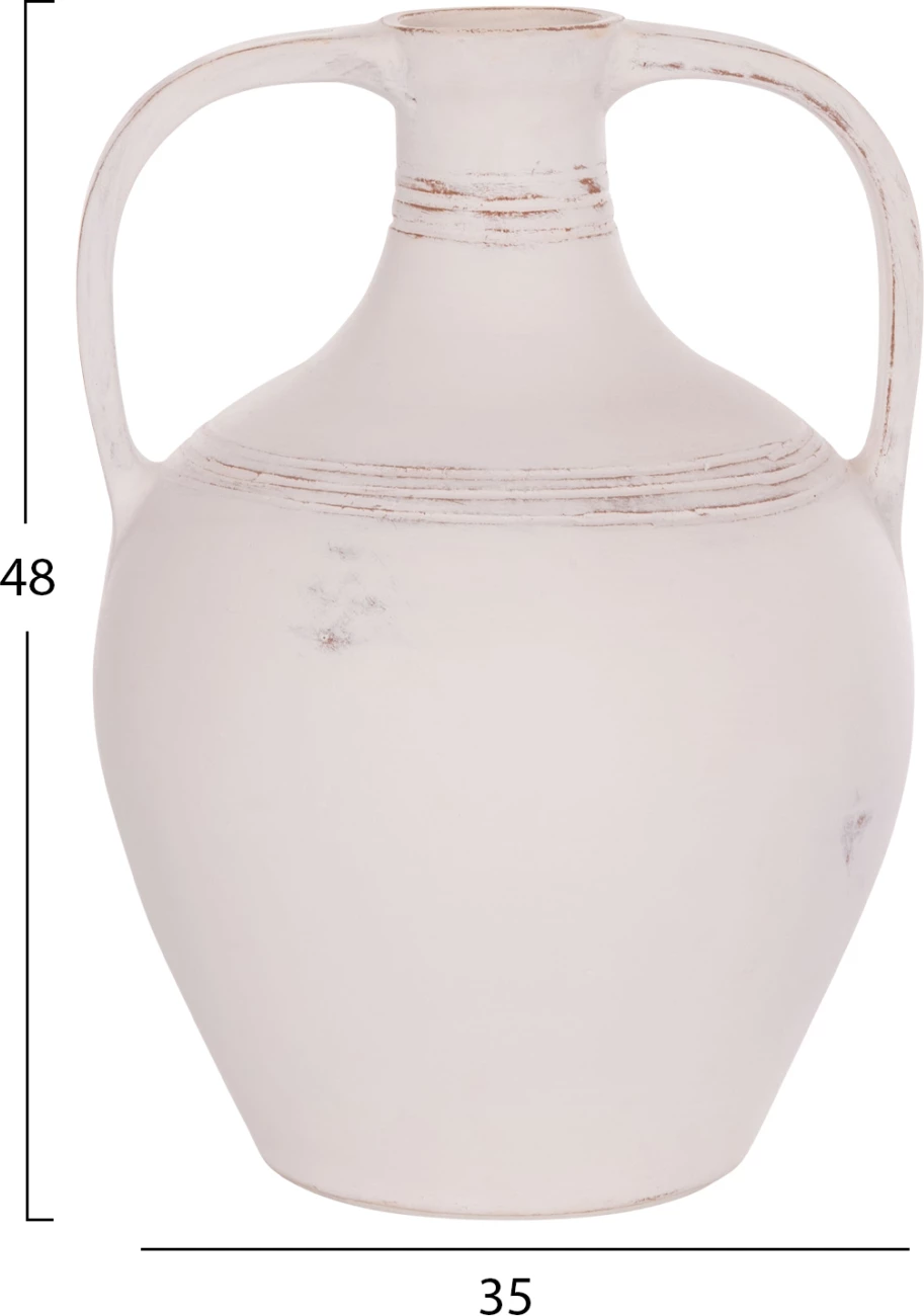 Vazo dekorative amforë, terrakotë e bardhë, FEAX FH4676.02S, 35x35x48cm