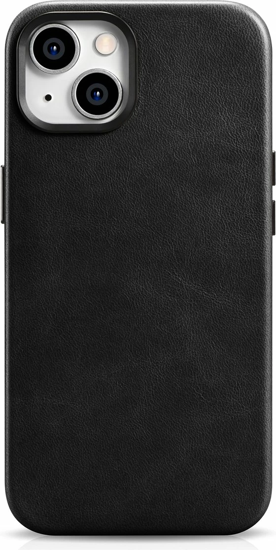 Mbështjellës iCarer Oil Wax Premium Leather për iPhone 14 Plus me MagSafe, i zi