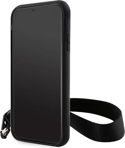 Mbështjellës Karl Lagerfeld Monogram Losange Saffiano për iPhone 11/XR 6.1", i zi, me rrip