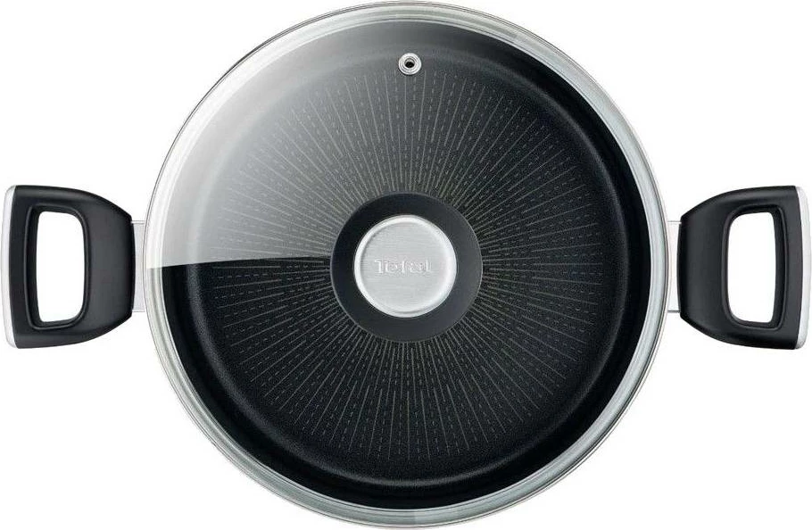 Tenxhere, Tefal, G2554672 Unlimited, 24 cm, e zezë, me kapak qelqi