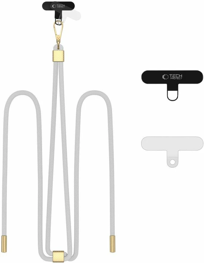 Rrip crossbody për celular Tech-Protect C2S, i rregullueshëm, Gri, set me 2 adapterë