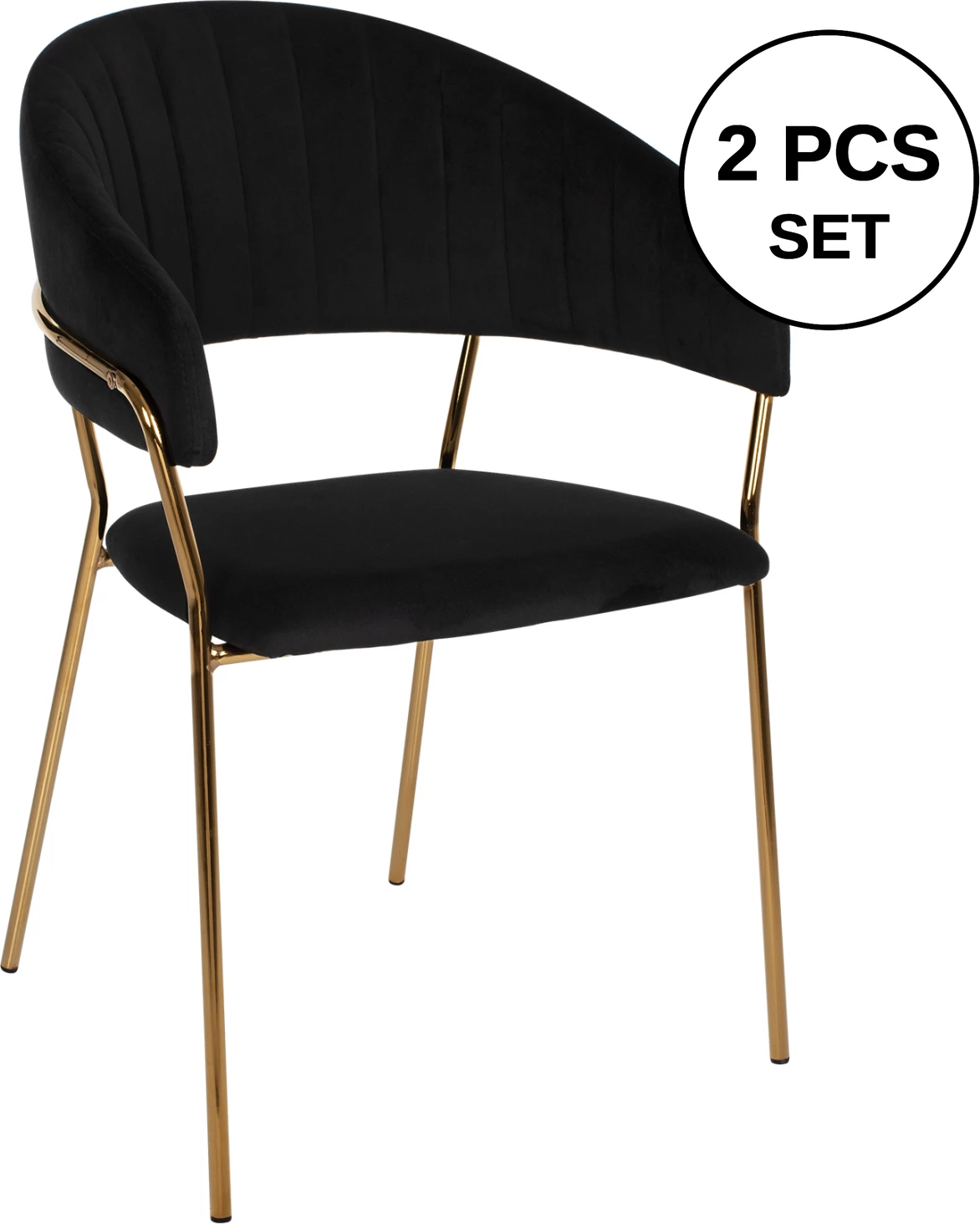 Karrige THEODORE FH8520.04 kadife e zezë dhe kornizë e artë 55Χ50Χ82Hcm., set prej 2 copë