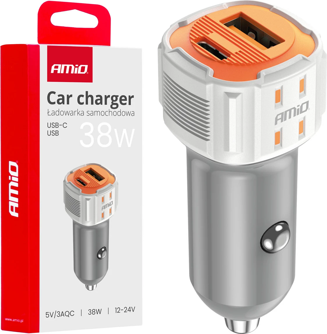 Karikues makine USB-A + USB-C 38W 12/24V 