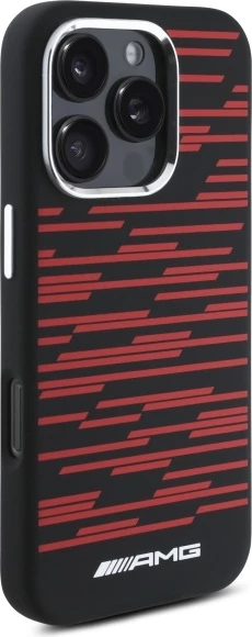 Mbështjellës silikoni AMG Mercedes për iPhone 16 Pro Max, MagSafe, Zi