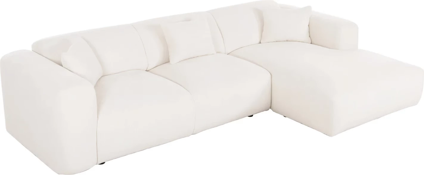 Divan këndor BRICKEN, FH3275.02R, pëlhurë e bardhë, 110-282x98-160x72H cm