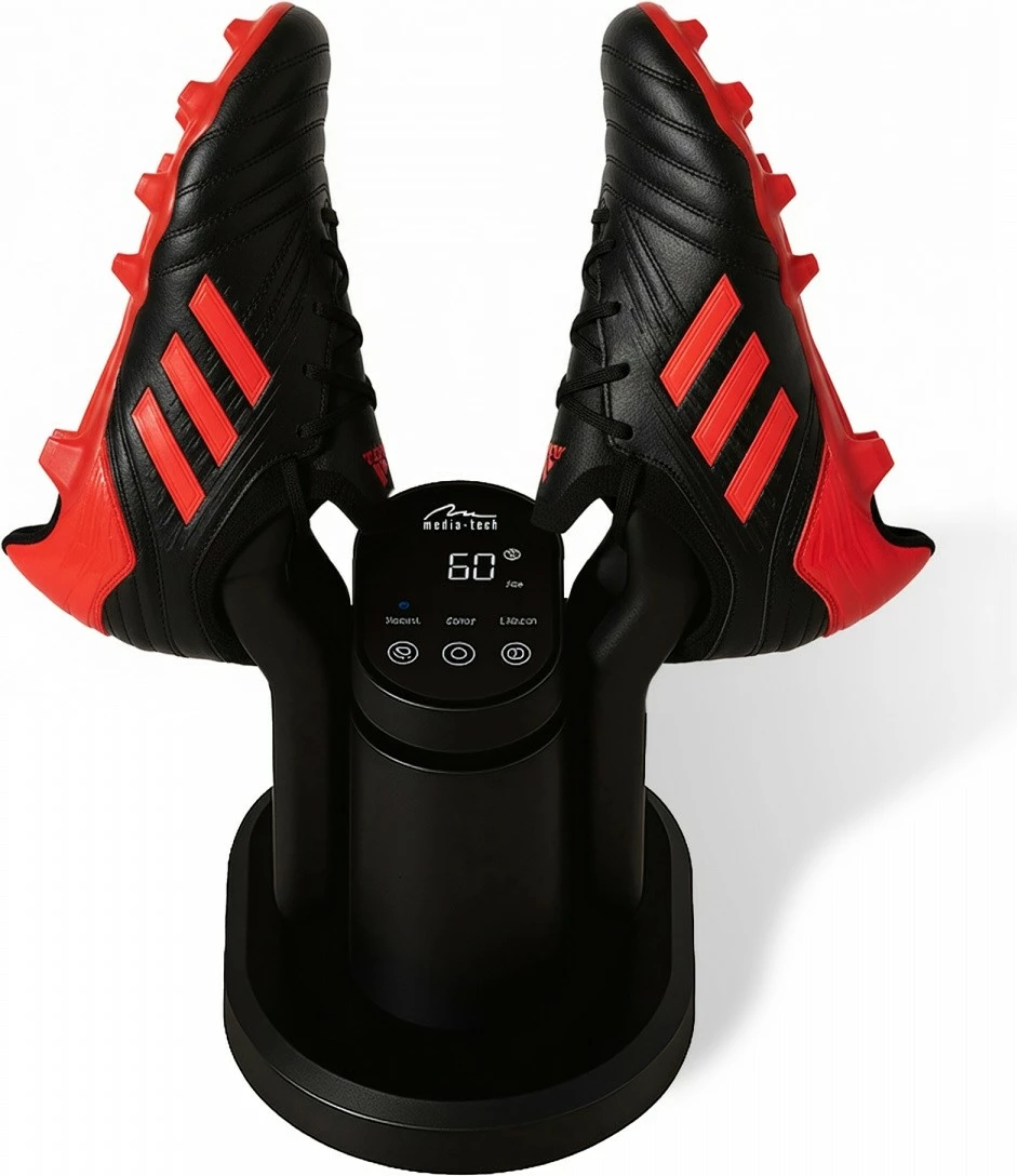 Tharëse këpucësh Media-Tech MT6539, rregullim automatik 40-55°C, ozon 50 mg/h, timer 15-360 min, panel dixhital, mbrojtje nga mbinxehja, e zezë/e verdhë