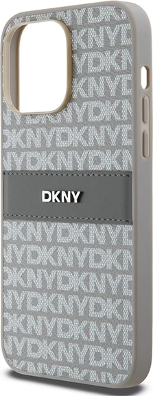 Mbështjellës DKNY Mono Stripe & Metal Logo për iPhone 14 Pro, bezhë