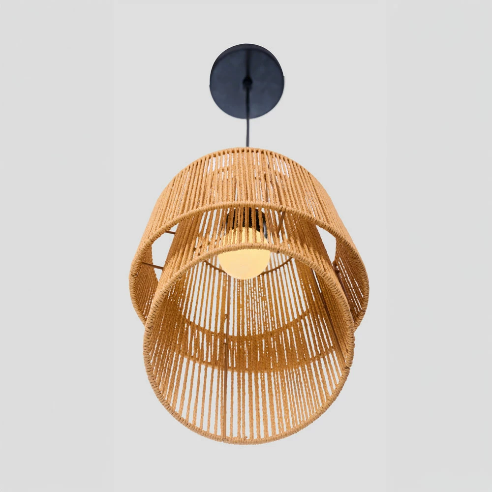 Llambë tavani CIRA, litar, letër, 25x35cm, ngjyrë haki