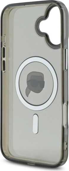 Mbështjellës Karl Lagerfeld IML Metal Karl Head MagSafe për iPhone 16, Zi