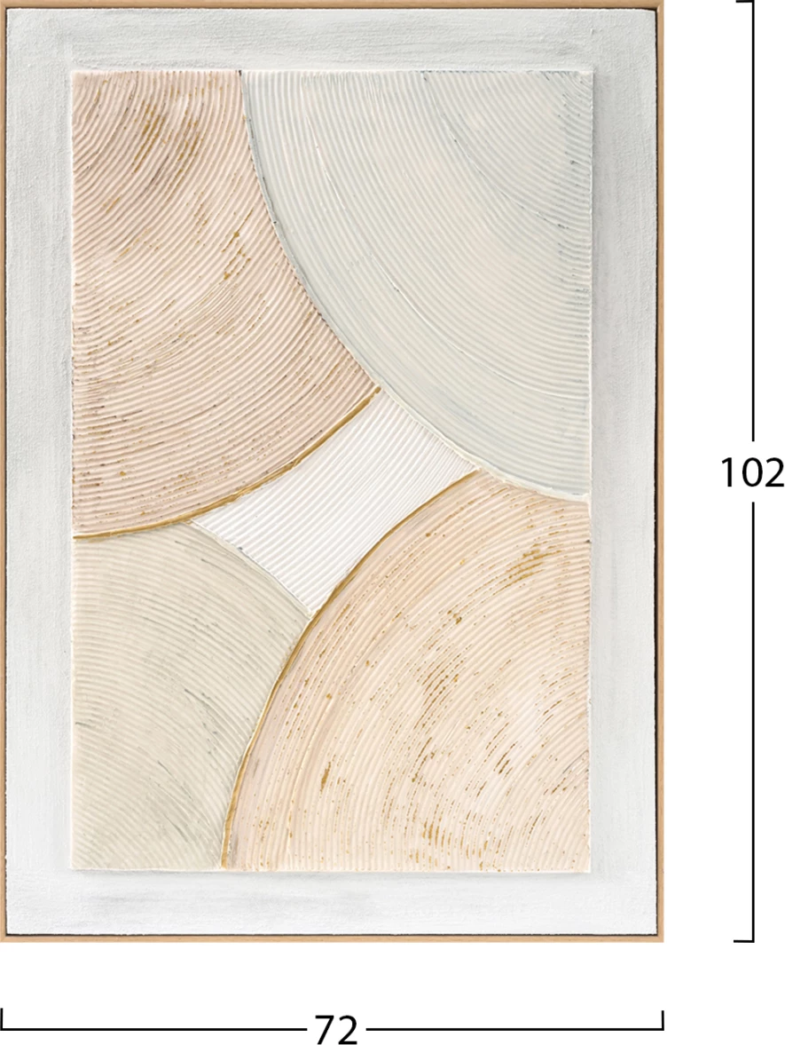 Pikturë muri 3D FH4554 me kornizë PS ngjyrë bezhë, forma të lakuara, 72x5x102 cm