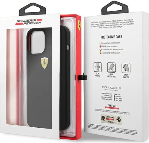 Mbështjellës Ferrari FESSIHCP12LBK për iPhone 12 Pro Max 6.7", silikon, zi