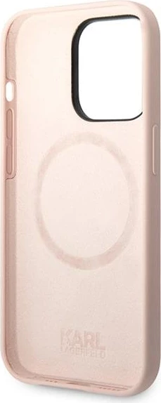 Mbështjellës Karl Lagerfeld KLHMP14XSLKHLP për iPhone 14 Pro Max 6.7", silikon, MagSafe, rozë