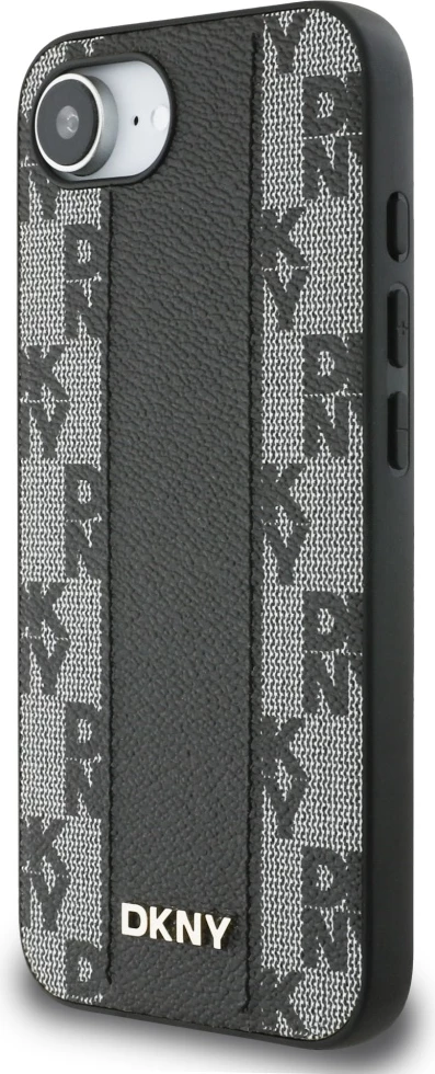 Mbështjellës DKNY për iPhone 16e, lëkurë ekologjike, MagSafe, i zi