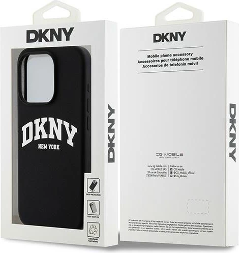 Mbështjellës DKNY Liquid Silicone me logo të bardhë, MagSafe, për iPhone 15 Pro, i zi
