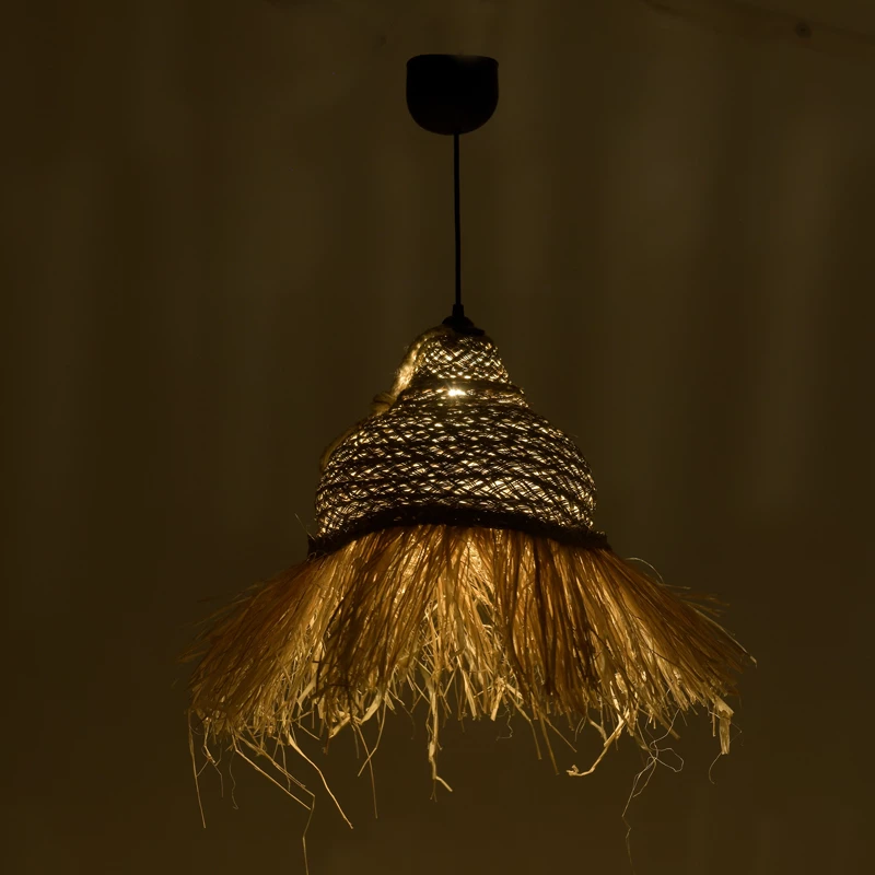 Llambë tavani prej kashtë, ngjyrë natyrale, Φ33x76cm