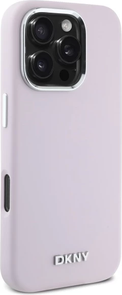 Mbështjellës DKNY Liquid Silicone Small Metal Logo MagSafe për iPhone 16 Pro Max, Rozë