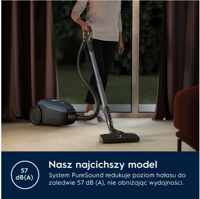 Fshesë me qese Electrolux Pure D8 PD82-8DB SILENCE, 600 W, 3.5 L, HEPA, 57 dB, blu navy