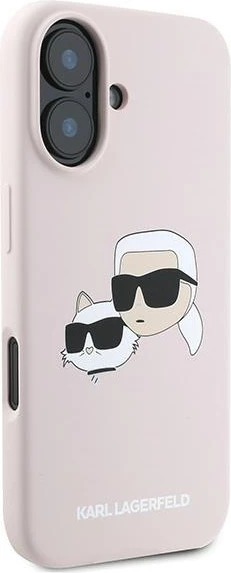 Mbështjellës Karl Lagerfeld Silicone Case Heads Print MagSafe për iPhone 16 Plus, Rozë