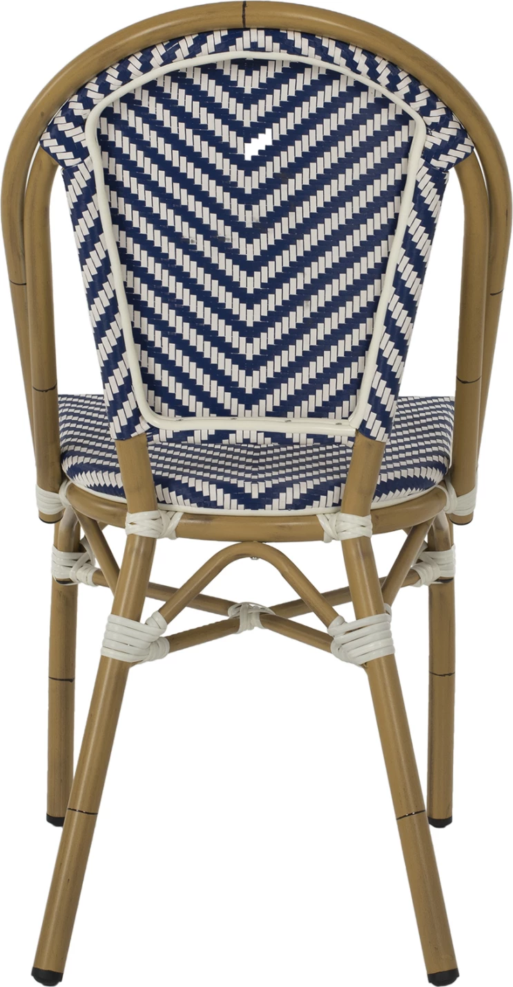 Karrige alumini, pamje bambuje natyrale, tekstilene blu dhe bardhë, FH5860.02, 46x56x88H cm