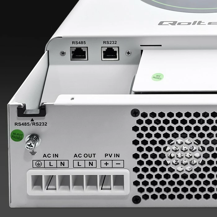 Inverter solar hibrid Qoltec 53866, 6200W, 120A, 48V, MPPT, BMS, Sinus, Wi-Fi, Bardhë/Jeshil