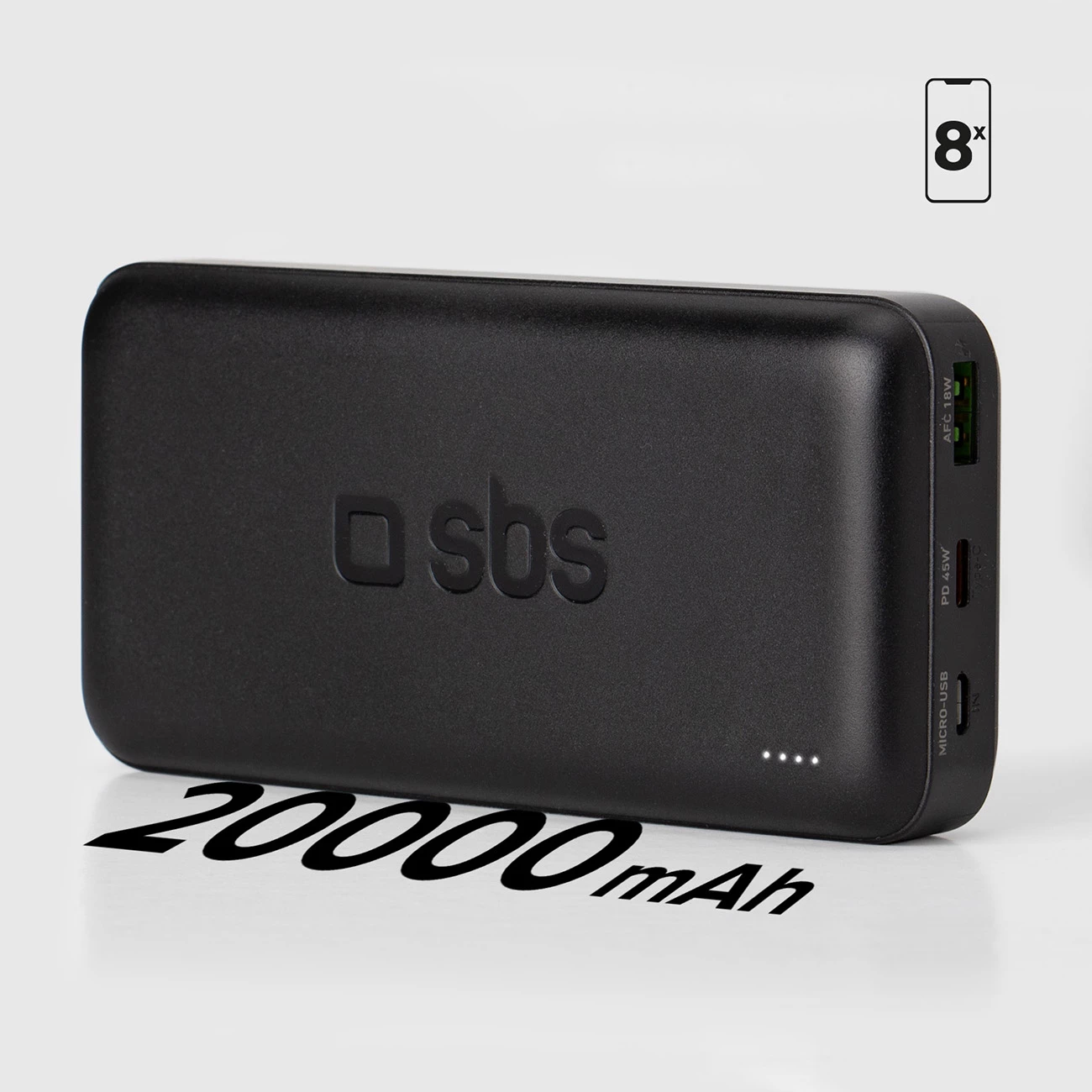 Powerbank SBS TTBB20000PD20K 20000 mAh, 20W PD, USB-C/USB-A/Micro-USB, e zezë