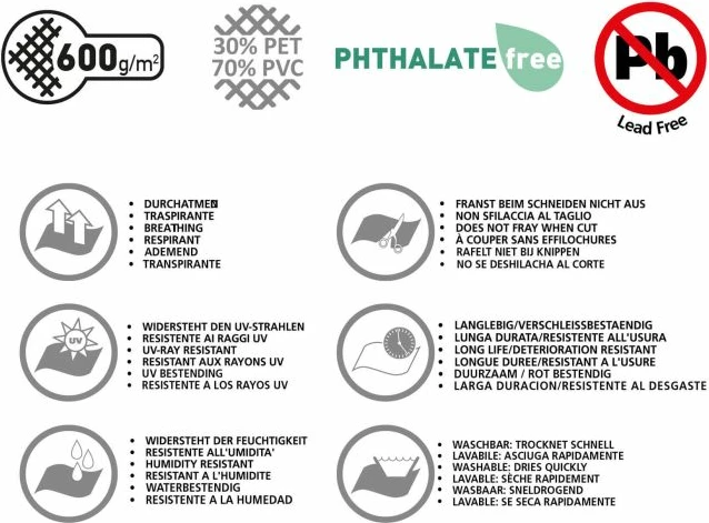 Tapet për markizë BRUNNER Tendo 0201107N.C52 250x350 cm 600 g/m², gri