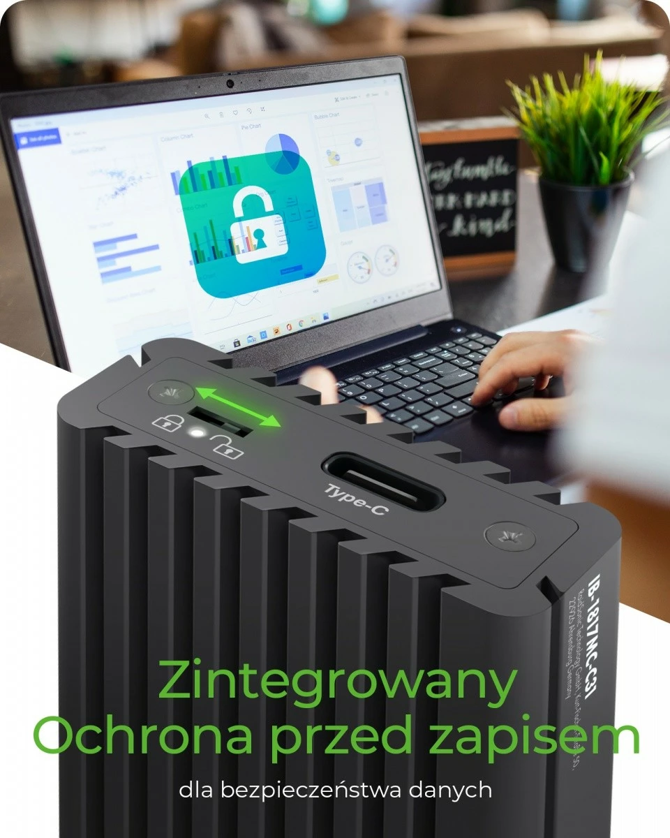 Kasë IcyBox IB-1817MC-C31 për SSD M.2 NVMe & SATA, USB Type-C, Gri