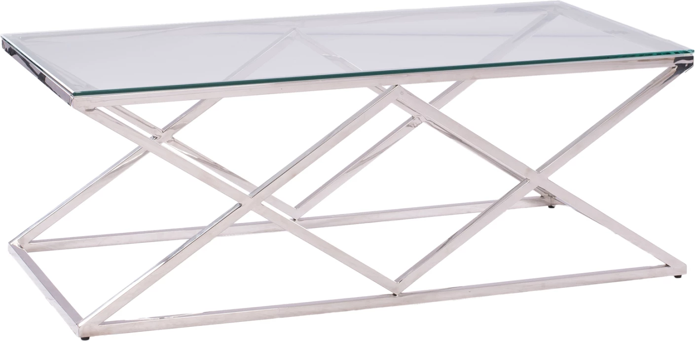 Tavolinë kafeje HOLLAND FH8624.01 me xham dhe bazë kromi 120x60x45 cm