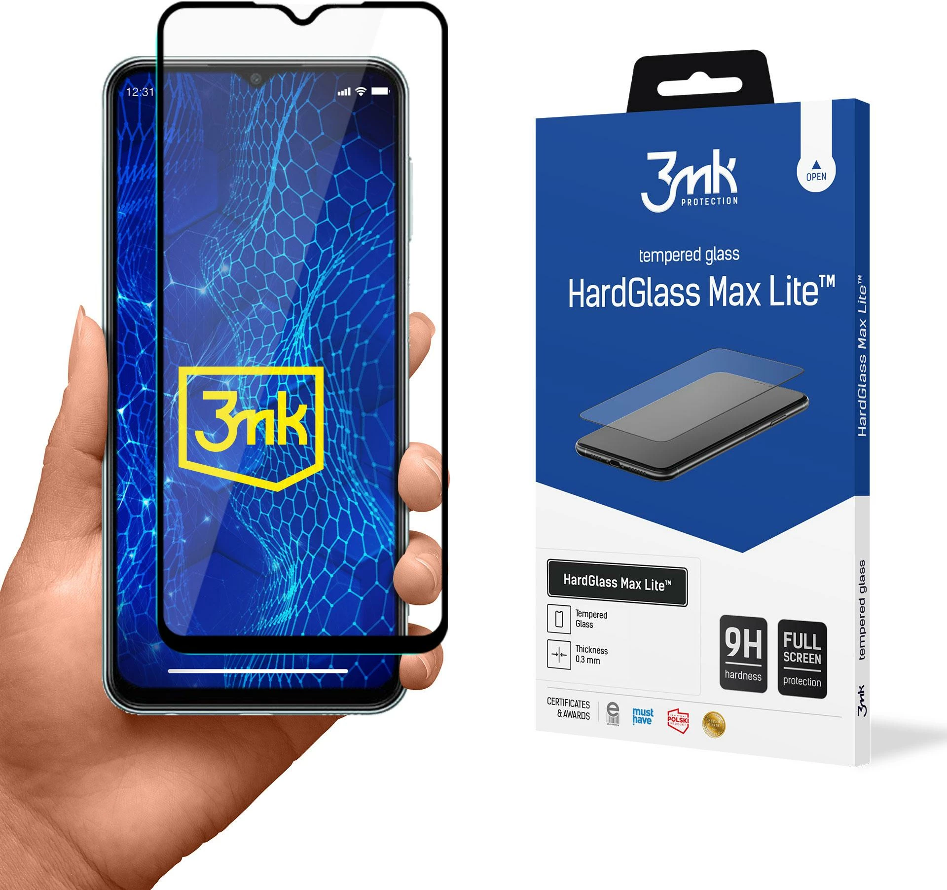 Xham mbrojtës 3mk HardGlass Max Lite për Samsung Galaxy M23 5G, i zi