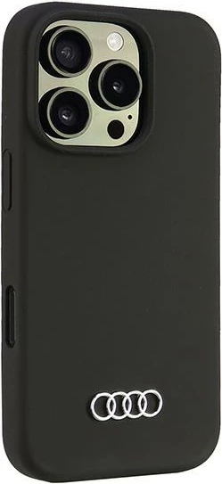 Mbështjellës Audi Silicone Case për iPhone 16 Pro 6.3", zi, hardcase