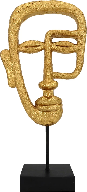 Dekor Totem ACT, fytyrë abstrakte, ngjyrë ari e zezë, 16x7x34cm