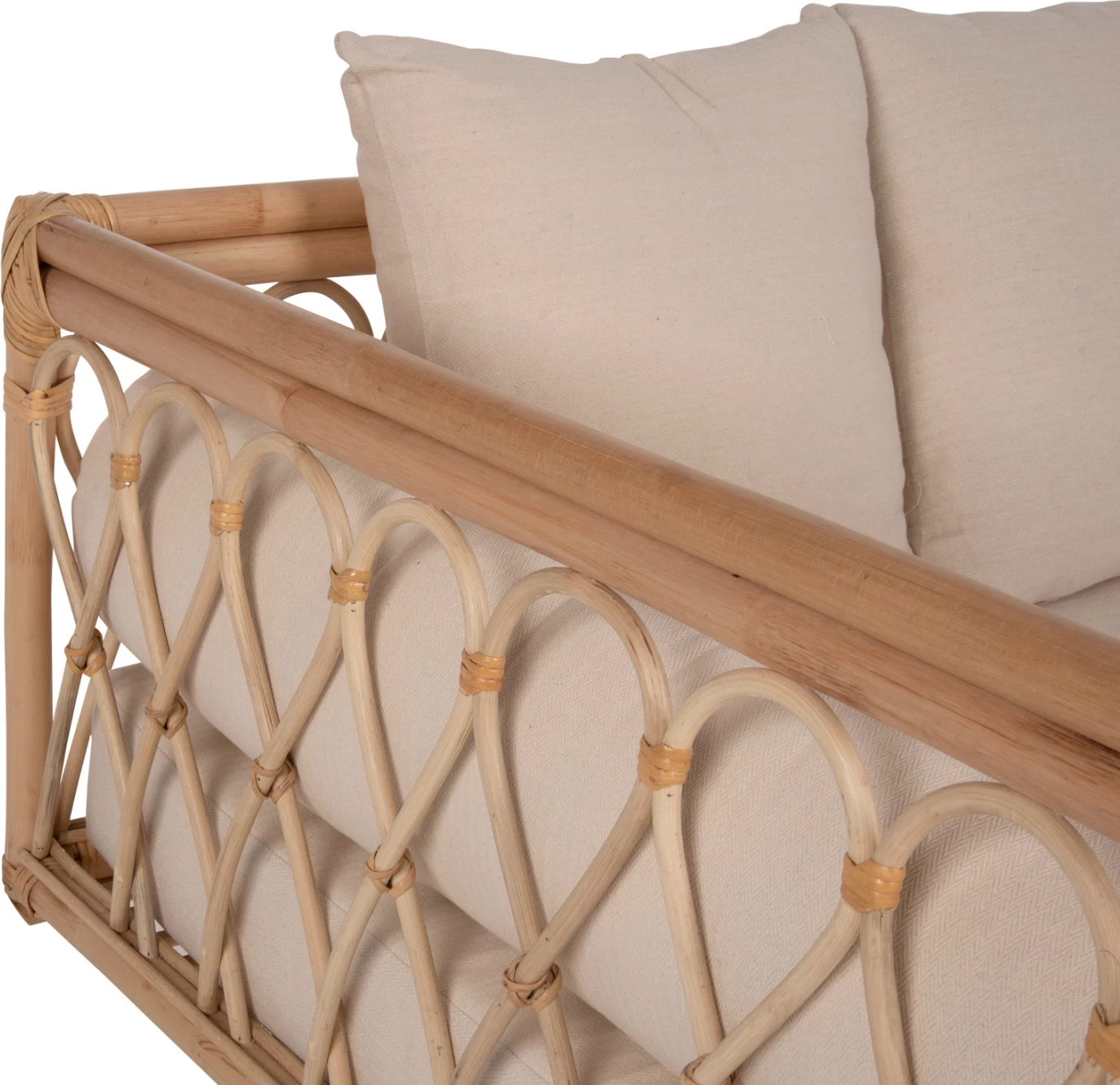 Divan ALIKI FH9658 prej ratanit, jastëkët bezhë, 200x100x86H cm