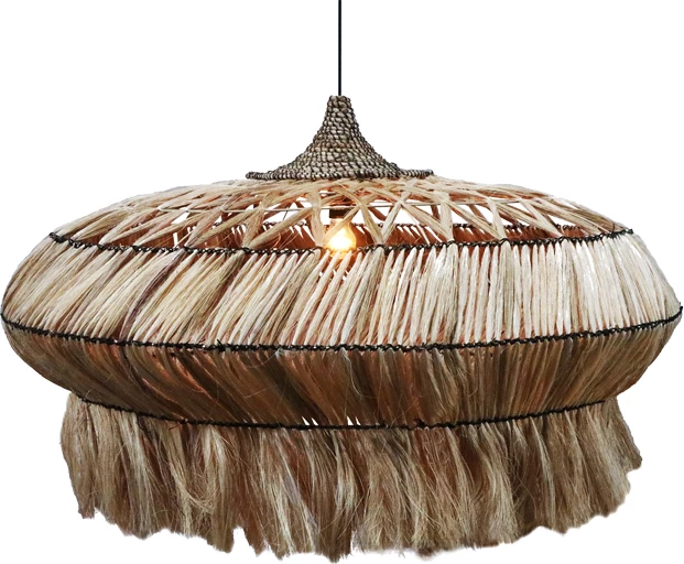 Llambë tavani Merdone, dru abaca, ngjyrë natyrale, D110x65cm