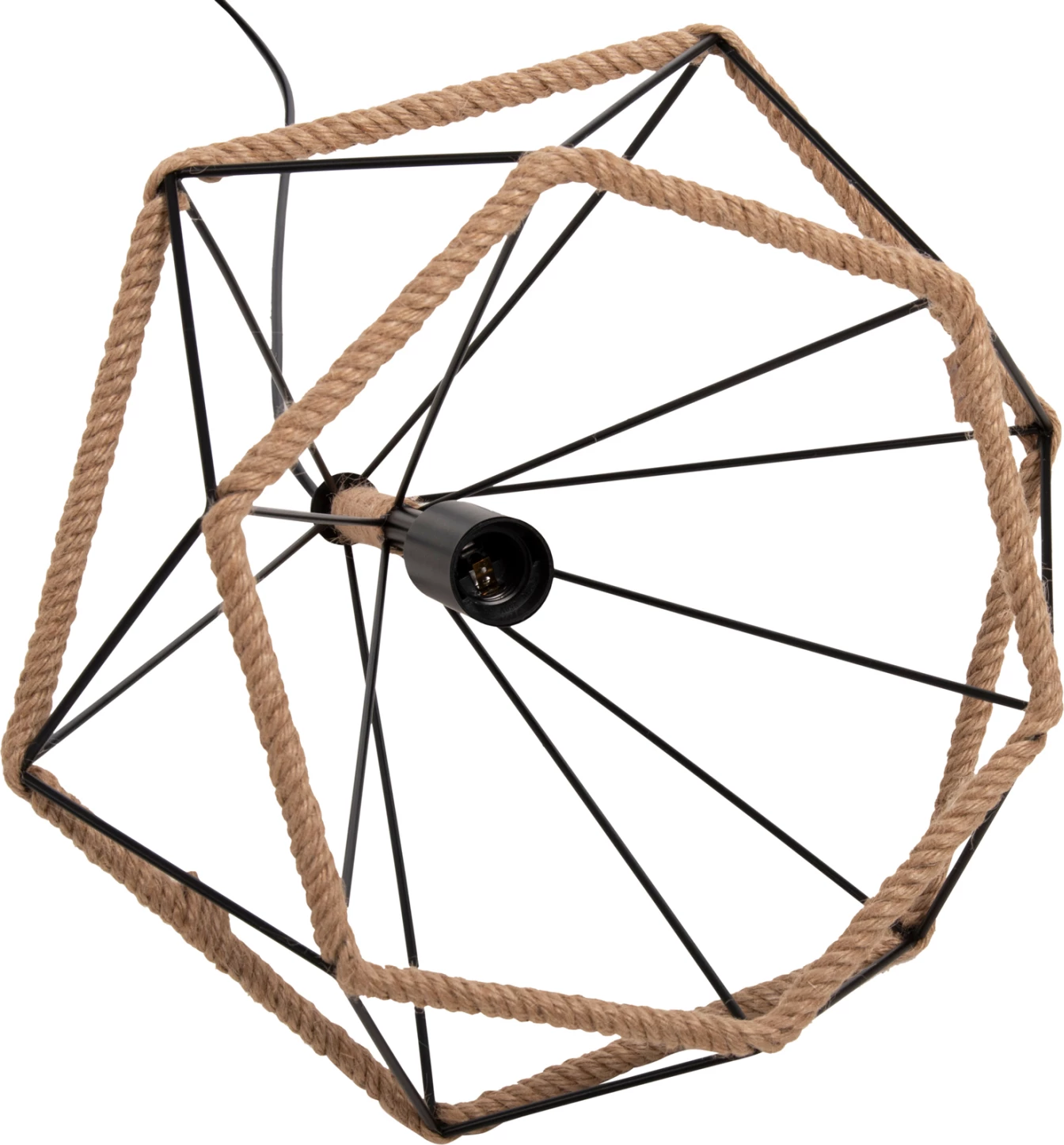 Llambë varëse tavani FH4062 metalike e zezë me litar 33x37x128Hcm