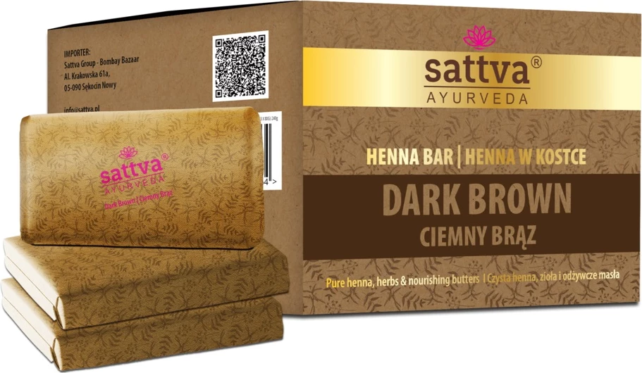Ngjyrë për flokë për femra Sattva Ayurveda Henna Bar Kafe e errët 3x80g