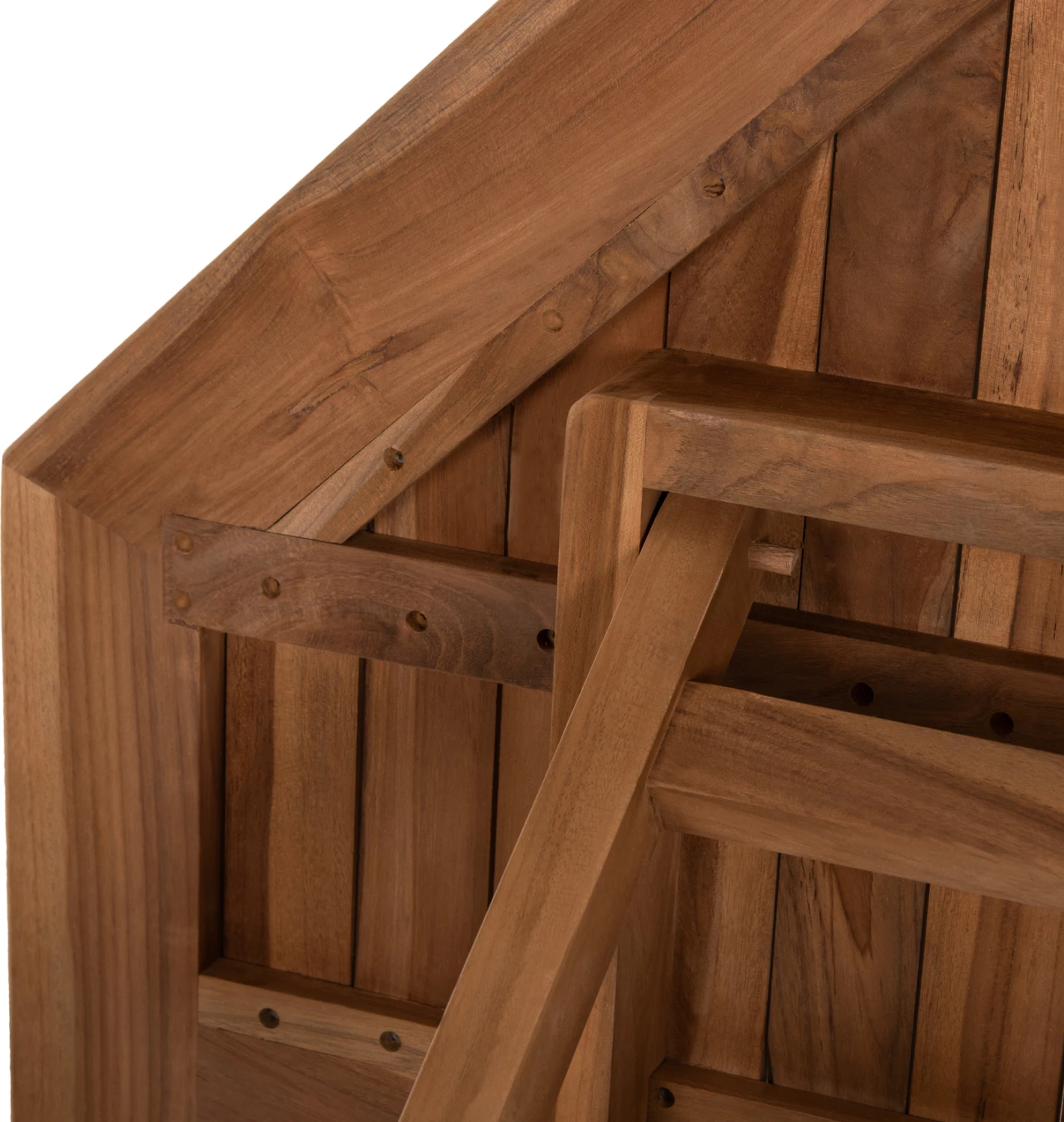 Tavolinë polygonale për jashtë KENDALL FH9545 e palosshme, ngjyrë natyrale, 120x120x75H cm