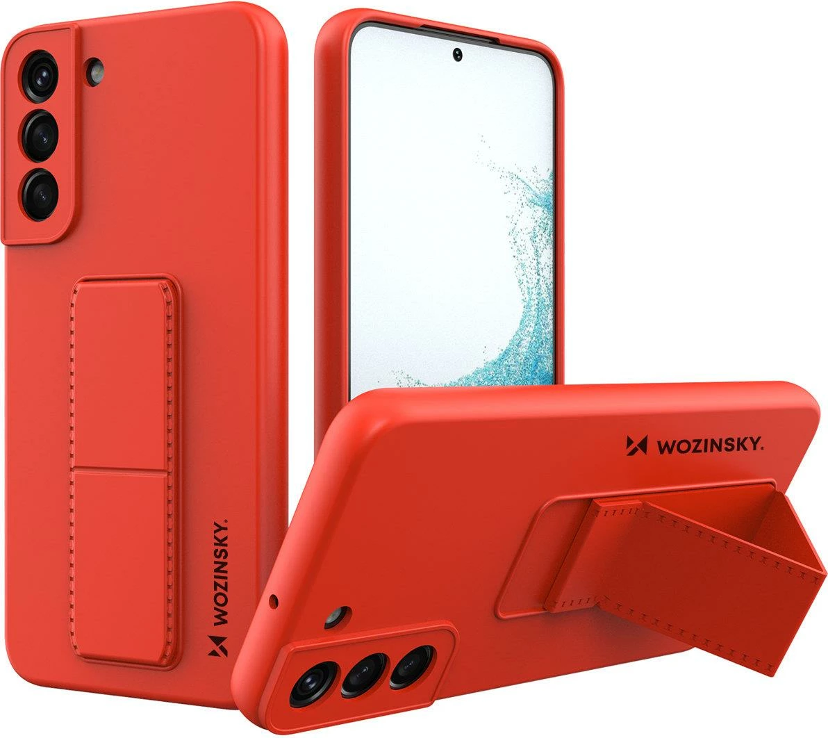 Mbështjellës Wozinsky Kickstand Case për Samsung Galaxy S22+, silikon, i kuq