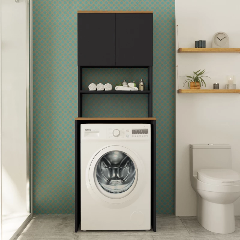 Mobilje për lavatriçe Rano, ngjyrë sonoma-antracit, 65x60x184cm